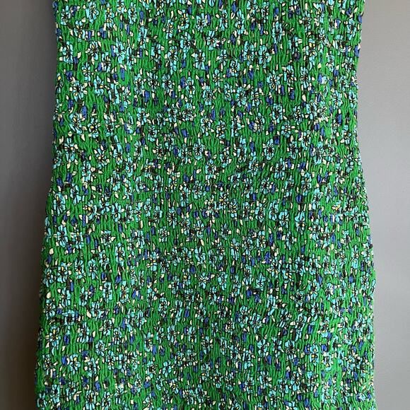 RHODE Jasmine Dress Green Floral Smocked Mini Dress Size Large Bodycon Sexy Cute - Picture 15 of 16